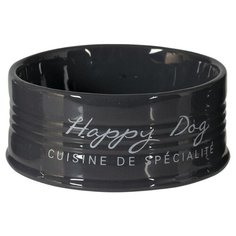 Миска для собак и больших кошек керамическая DUVO+ "Happy Dog", чёрная, 14.5см/520мл (Бельгия)