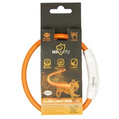 Ошейник для собак нейлоновый DUVO+, светящийся, оранжевый, 25-35см (Бельгия)