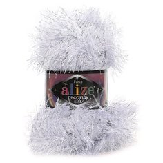 Пряжа ALIZE Decofur SIM 100гр. 100м. (80% полиэстер, 20% металлик) ТУ (5501 белый с жемчугом)