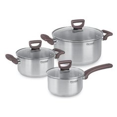 1324 Набор посуды 6 предм: кастрюли с/кр 20 см 2,8 л, 24 см 4,8 л и ковш с/кр 16 см 1,4 л Fest Rondell