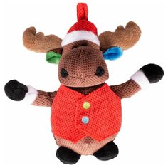 Игрушка для собак DUVO+ мягкая "Новогодний Олень в жилетке", коричневый, 20х18х8см (Бельгия)