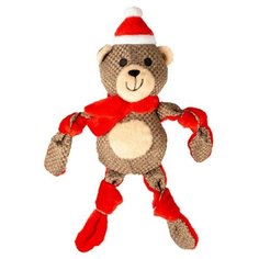 Игрушка для собак DUVO+ мягкая "Новогодний Мишка", коричневый, 31х14х8см (Бельгия)