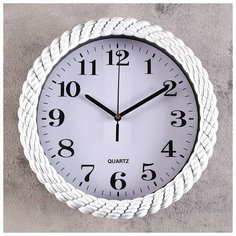 Часы настенные, серия: Классика, "Плетёнка", круг, белые, 25.5х25.5х4 см 3244726 Сима ленд