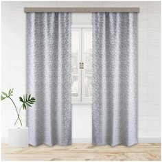 Портьеры Witerra Штрих жаккард на ленте 260 см 2 шт. серебро