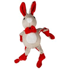 Игрушка для собак DUVO+ мягкая "Новогодний кролик", бежево-красный, 31х14х8см (Бельгия)