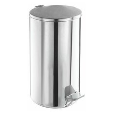 Урна для мусора с педалью, УСИЛЕННОЕ, ТИТАН, 40 литров, кольцо под мешок, нержавеющая сталь, хром, 1 шт.