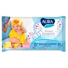 Детские влажные салфетки AURA Ultra Comfort 15 шт
