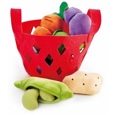 Набор продуктов с посудой Hape Toddler Vegetable Basket E3167 красный