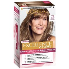 LOreal Paris Excellence стойкая крем-краска для волос, 7.1, Русый пепельный