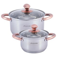Набор посуды Kamille KM-4935 4 пр. серебристый/медный