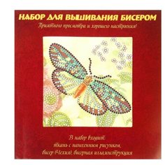 Рыжий кот Набор для вышивания бисером Яркая бабочка 15 х 15 см