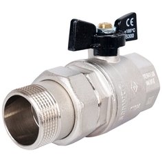 Кран шаровый Bugatti Oregon 03220 муфтовый (ВР/НР), латунь, с накидной гайкой Ду 32 (1 1/4")