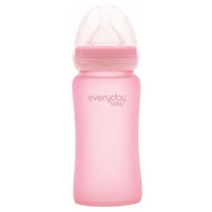 EveryDay Baby бутылочка стеклянная с защитным силиконовым покрытием, 240 мл, светло-розовый