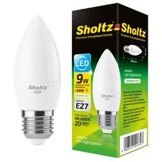 Светодиодная лампа Sholtz свеча 9Вт E27 4200К C37 220-240В пластик