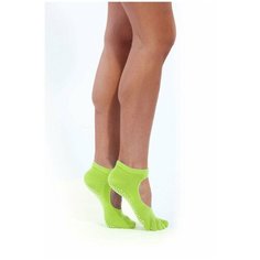 Носки противоскользящие для занятий йогой открытые, салатовые Bradex