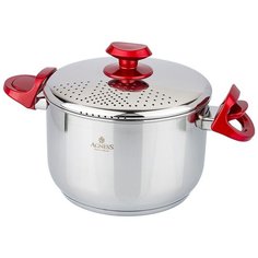 Кастрюля с крышкой-сливом Agness self-filter sistem 22х14 см, 5 л. нерж сталь инд дно (936-110)