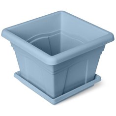Горшок "Квадро" с поддоном 2.9л 20х20см колор голубой Martika
