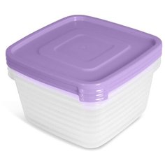 Контейнер для продуктов (СВЧ) "Унико" квадратный 1,4 л набор 3 шт фиолетовый Martika