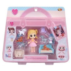 Кукла-мини ABtoys Любимая кукла с 6 питомцами и диванчиком-лежанкой
