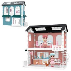 Игровой набор ABtoys Модульный домик (собери сам), 4 секции. Мини-куколки на кухне и в столовой, в н