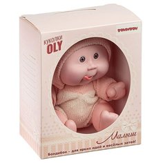 Кукла малыш Oly толстощёкий с улыбкой, Bondibon, размер 8", оранж.костюм 8х14,5х10,3 см, арт