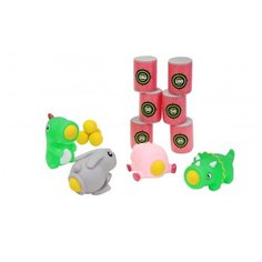 Набор стреляющих зверей с шариками и мишенью: поросёнок, кролик, дракон, динозавр. Bradex