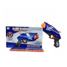 Бластер "Blaze Storm" синий с 20 мягкими пулями, в коробке Junfa 7063