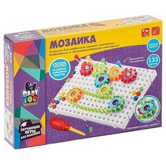 Мозаика для малышей Bondibon, с шестеренками и отверткой, 133 дет., BOX Bondibon ВВ5093