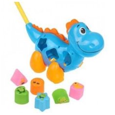 Каталка-сортер с ручкой Динозаврик, 5 деталей, двигает лапами, пакет Наша Игрушка