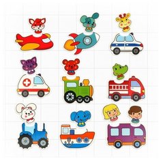 Набор стикеров-пазлов для купания "Транспорт" Жирафики
