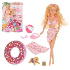Игр. наб. Defa Lucy "Пляжный отдых", в компл. кукла 29см, предм. 8шт., блистер2