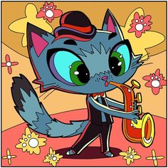 Картина по номерам Color Kit KIDS Кот-трубач 20х20 UE048