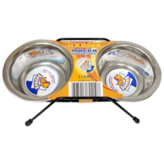 Подставка низкая с металлическими мисками 0,35л «Зооник» (29/13.5/6см) (никель)