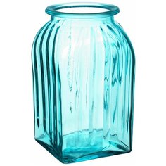 Ваза для цветов NinaGlass Ханна, голубая, высота 18,5 см
