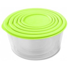 Набор контейнеров круглых низких многофункциональных 5шт салатовый Martika