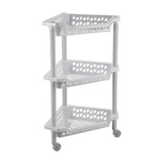 Этажерка угловая Бытпласт Тереза 3 полки, материал: пластик, ШxГxВ: 40х27х61 см, светло-серый