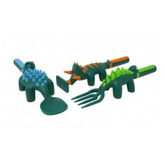 Constructive Eating Набор детских столовых приборов в виде динозавров серый