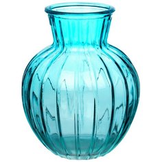 Ваза для цветов NinaGlass Белла, бирюза, высота 19,5 см