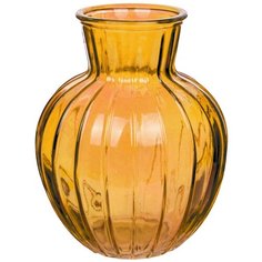 Ваза для цветов NinaGlass Белла, оранжевая, высота 19,5 см