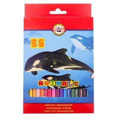 Карандаши цветные KOH-I-NOOR "Животные" 36 цветов