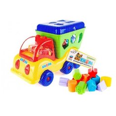 Сортер-автомобиль KNOPA "Силач", желтый/синий, 15 предметов в комплекте