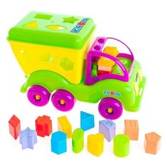 Сортер-автомобиль KNOPA "Силач", зеленый/сиреневый, 15 предметов в комплекте