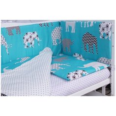 Amarobaby бортик Слоники изумрудный