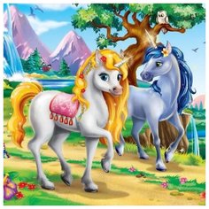 Холст с красками 20х20 см по номерам (в коробке), (13цв) Сказочные единороги (Арт. ХК-4053) Рыжий кот