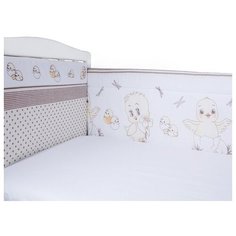 Борт в кроватку "Цыплята" из 4-х частей, чехлы не съемные, бязь (бежевый) Эдельвейс