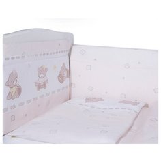 Борт в кроватку "Мишка" из 4-х частей, чехлы не съемные, бязь (бежевый) Эдельвейс