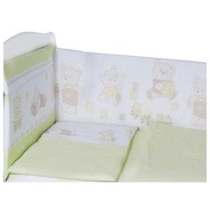 Борт в кроватку "Мишка" из 4-х частей, чехлы не съемные, бязь (зеленый) Эдельвейс