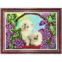 Набор для вышивки лентами КАРОЛИНКА "Коты в корзине"