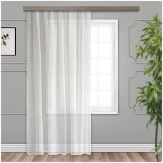 Тюль Witerra c резиновым рисунком Перья на ленте 260х500 см белый