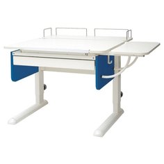 Стол детский для работы стоя Астек-Элара Юниор с ящиком, задней и боковой приставкой 105x83 см белый/синий
